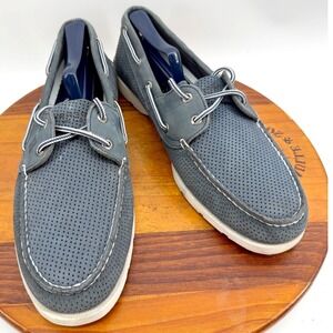 Sperry Top-Sider Original Leather Boat Shoes Mens 11.5 Blue Grey Perforated